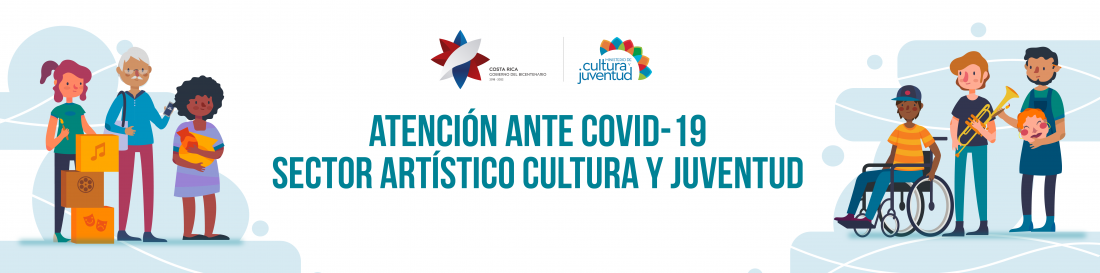 Artes gráfico con ilustraciones de personas y título "Atención ante COVID-19 para la atención al sector"