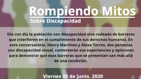 Rompiendo mitos sobre discapacidad Imagen con fondo lila, invitando a la actividad "Rompiendo mitos sobre discapacidad"