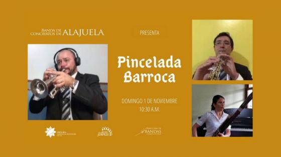 Evento musical: "Pincelada Barroca" - Banda de Conciertos de Alajuela 3 músicos tocando sus instrumentos