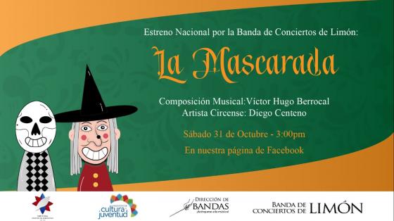 Estreno Video “Evolución de la Máscara”, en conmemoración del “Día de la Mascarada” - Banda de Conciertos de Limón. dos mascaradas
