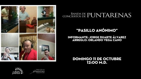 Evento musical: "Pasillo anónimo" de Banda de Conciertos de Puntarenas Evento musical: "Pasillo anónimo" de Banda de Conciertos de Puntarenas