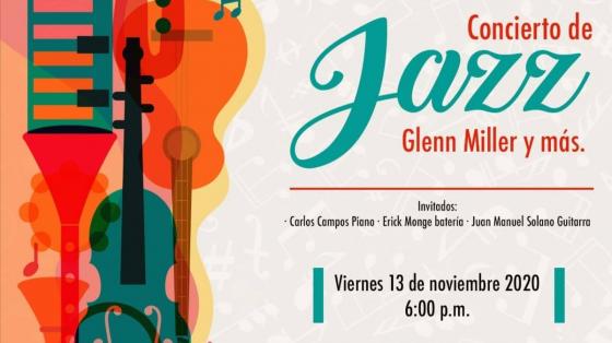 Evento musical: "Concierto de Jazz, Glenn Miller y algo más" - Banda de Conciertos de Cartago instrumentos musicales de colores de fondo