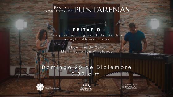Evento musical: "Epitafio" de Fidel Gamboa - Banda de Conciertos de Puntarenas dos músicos frente a sus atriles