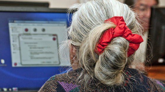 Una persona recibiendo una clase de computación