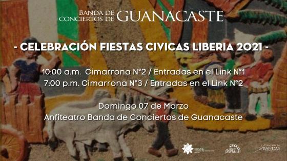 Evento musical: "Concierto de Cimarronas" Música Tradicional - Banda de Conciertos de Guanacaste animación de Liberia en pintura
