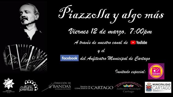 Evento musical: "Piazzola y algo más" - Banda de Conciertos de Cartago Piazzola con fondo oscuro
