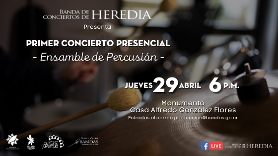 Primer Recital con Público a cargo de la sección de percusión de la Banda de Conciertos de Heredia Instrumentos de percusión