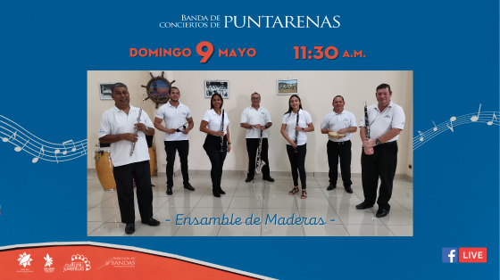 Concierto: "Ensamble de Maderas y Percusión" - Banda de Conciertos de Puntarenas músicos de la Banda de Puntarenas en su salón de ensayos