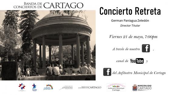 Concierto "Retreta" - Banda de Conciertos de Cartago Foto antigua de kiosco del parque de Cartago
