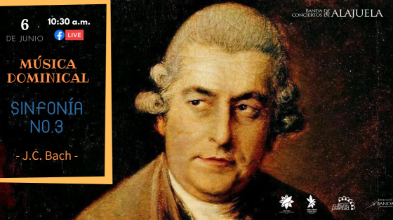 Concierto: Música Dominical “Sinfonía No.3 para vientos” de Bach - Banda de Conciertos de Alajuela. retrato de Bach