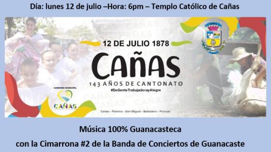 Concierto: "Música Guanacasteca en el 143 Aniversario del Cantonato de Cañas" - Banda de Conciertos de Guanacaste Niños y gente de fondo en un marco de colores