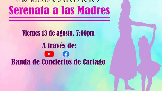 Concierto: «Serenata a las Madres» - Banda de Conciertos de Cartago sombras de madre y niña en fondo de colores