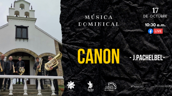 Concierto: "Música Dominical" - Banda de Conciertos de Alajuela músicos frente al atrio de una iglesia