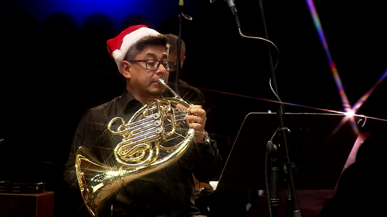Concierto Navideño con el Quinteto de Bronces "Macedonio Dávila" - Banda de Conciertos de Heredia músico de la banda de Heredia con corno francés