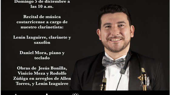 Concierto "Recital virtual del clarinetista Lenín Izaguirre" - Banda de Conciertos de Heredia fotografía de Lenin sosteniendo su clarinete