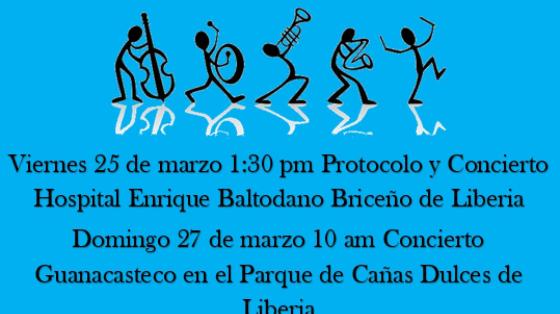 Concierto de Protocolo y Concierto en Hospital Enrique Baltodano Briceño de Liberia imagen de figuras tocando música
