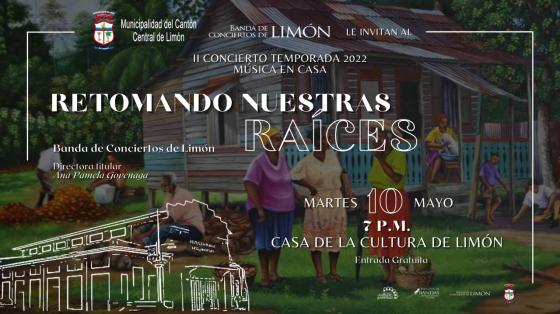 Concierto "Retomando Nuestras Raíces" - Banda de Conciertos de Limón Imagen de la pintura de Honorio Cabraca