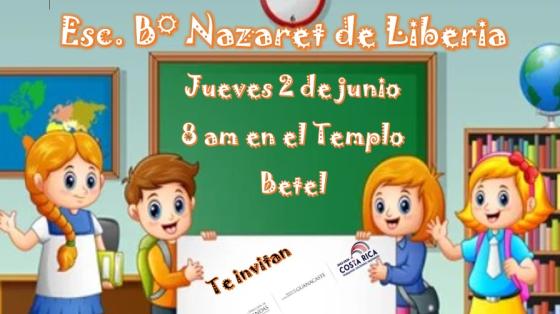 Concierto Educativo "Escuela Nazareth" - Banda de Conciertos de Guanacaste imagen de niñas y niños con pizarra al fondo en salón de clases