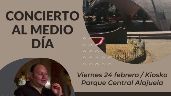 Foto del Gabriel Campos, director de la Banda y del kiosco del parque central de Alajuela