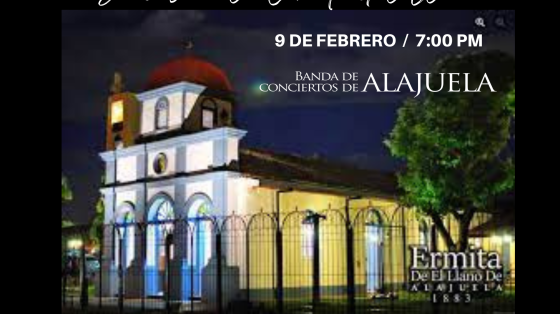 Foto de la fachada de la Ermita del Llano con luces de colores