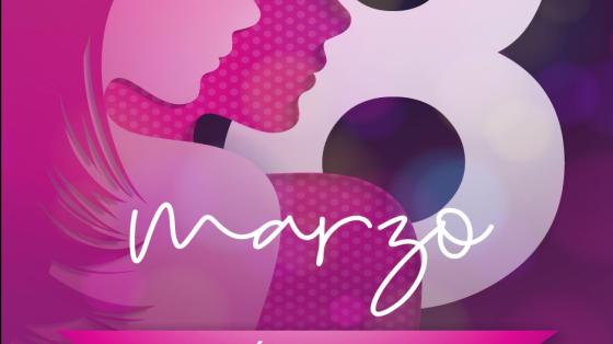 Concierto Día Internacional de la Mujer - Banda de Conciertos de Heredia Imagen de un 8 M en rosas con imagen de perfi de mujer