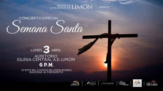 II Concierto Especial de Semana Mayor - Banda de Conciertos de Limón Imagen de cruz con luz de atardecer