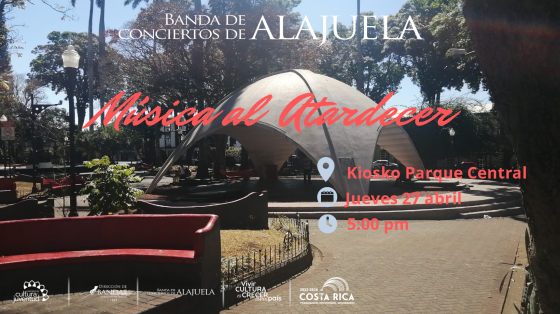 Concierto "Música al Atardecer" - Banda de Conciertos de Alajuela foto del quiosco del parque central de Alajuela