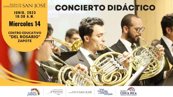 Concierto Didáctico "Colegio del Rosario" | Banda de Conciertos de San José Músicos de la Banda de San José tocando cornos