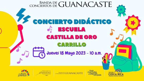 Concierto Didáctico en "Escuela Castilla de Oro" | Banda de Conciertos de Guanacaste Dibujos coloridos de mochila y notas musicales