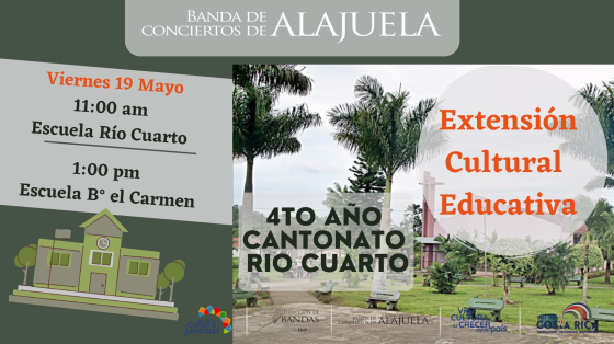 Concierto de Extensión Cultural Educativa | Banda de Conciertos de Alajuela fotos del paisaje de Río cuarto e imagen de la escuela de la localidad