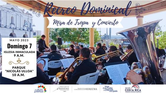 Concierto "Recreo Dominical" - Banda de Conciertos de Heredia Músicos de la banda tocando desde el quiosco