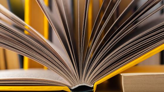Exposición "La obra de Laureano Albán" Sobre una mesa un libro abierto.