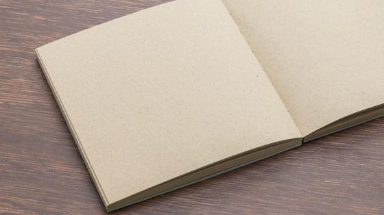 Exposición Internacional de Libros Cartoneros Sobre una mesa de madera, un libro abierto diagonalmente.
