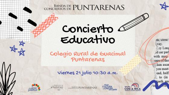 Concierto Didáctico | Banda de Conciertos de Puntarenas nota de pizarra con título del concierto