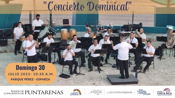 Concierto Dominical "Parque Pérez de Esparza" | Banda de Conciertos de Puntarenas Músicos tocando en la concha acústica de Puntarenas