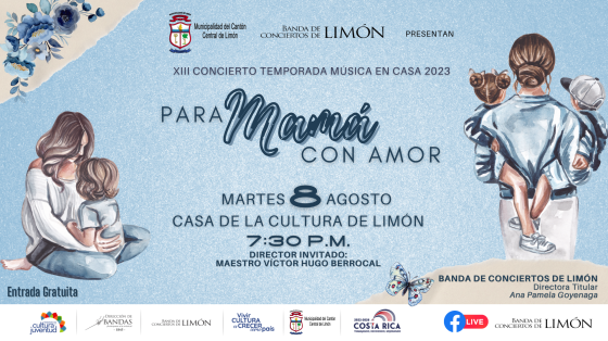 Concierto “Para Mamá con amor” | Banda de Conciertos de Limón imágenes de dos mujeres madres cargando y abrazando a sus pequeños