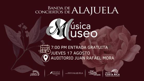 Concierto Especial "Dedicado al Día de las Madres" | Banda de Conciertos de Alajuela Rosas y flores de color rosa con un fondo color vino anunciando el concierto