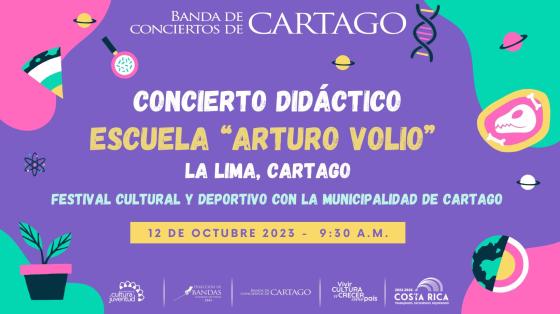 Concierto Didáctico Escuela "Arturo Volio" | Banda de Conciertos de Cartago Dibujos coloridos de escuela con fondo de colores