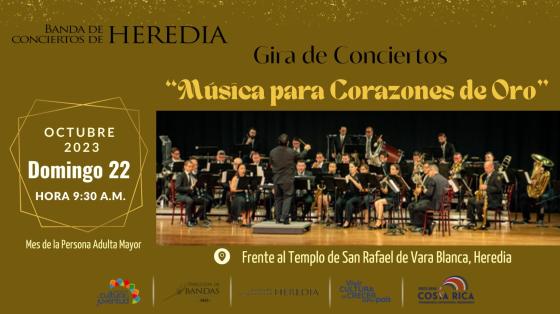 Gira de Conciertos dedicado a la Persona Adulta Mayor | Banda de Conciertos de Heredia Banda de Conciertos de Heredia en Teatro Nacional con fondo verde