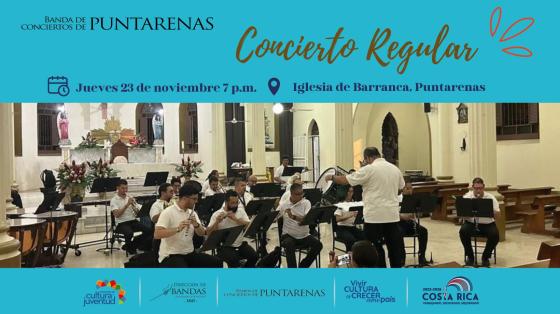 Concierto Regular | Banda de Conciertos de Puntarenas Foto de la Banda de Puntarenas tocando dentro de una iglesia