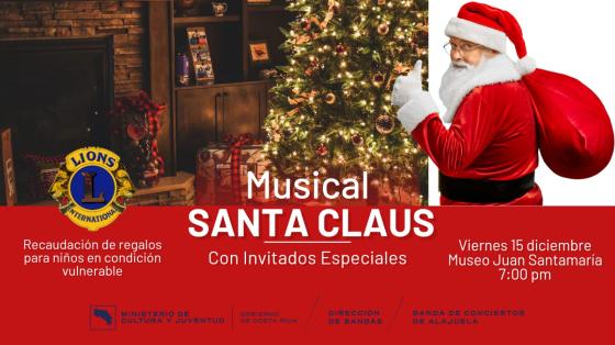 Concierto Especial | Banda de Conciertos de Alajuela Santa Claus saludando con foto de hogar esperando la Navidad