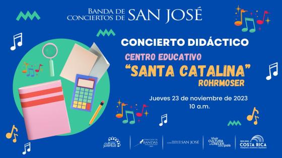 Dibujos de útiles escolares con fondo azul y notas musicales