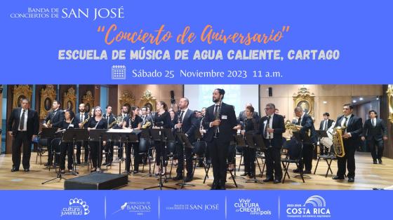 Concierto de Aniversario "Escuela de Agua Caliente" | Banda de Conciertos de San José Banda de Conciertos de San José en el salón de expresidentes de la Asamblea Legislativa vestidos muy elegantes