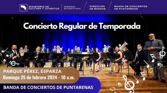 Concierto Regular de Temporada | Banda de Conciertos de Puntarenas Fotografía de los músicos de la Banda vestidos muy elegantes