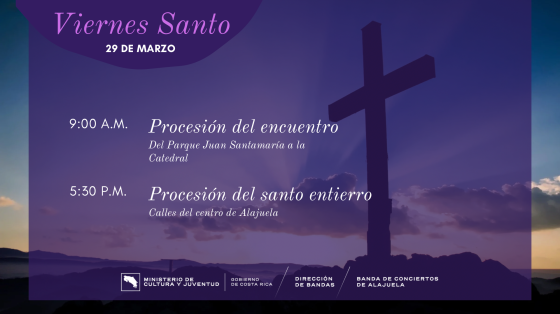 Procesión del Encuentro y del Santo Entierro | Banda de Conciertos de Alajuela Imagen de la cruz con cielo de fondo