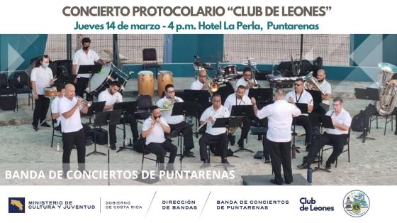 Concierto Protocolario "Club de Leones" - Banda de Conciertos de Puntarenas Banda tocando en la concha acústica de Puntarenas