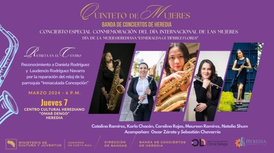 Retreta en el Centro "Día Internacional de las Mujeres | Banda de Conciertos de Heredia Fotos de las mujeres músicos de la Banda de Conciertos de Heredia