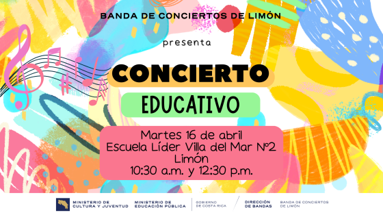 Formas de colores encendidos con el anuncio del concierto