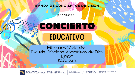 Formas de colores encendidos con el anuncio del concierto