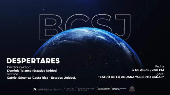 Concierto de Gala "Despertares" | Banda de Conciertos de San José Imagen del planeta tierra con las letras iniciales BCSJ de fondo